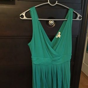 Teal green maxi dress, old navy, sleeveless v-neck